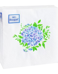 Салфетки бумажные голубая гортензия 20х20 2сл 30л Art bouquet