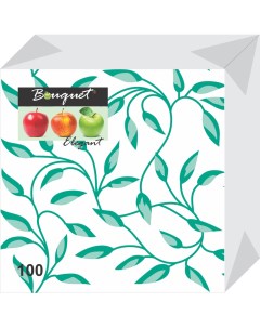 Салфетки бумажные узоры зеленые 1сл 100л Bouquet elegant