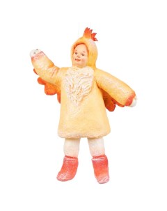 Елочная игрушка Ретро Цыплёнок с колокольчиком Московская игрушка