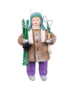 Елочная игрушка Ретро Витя с лыжами Московская игрушка