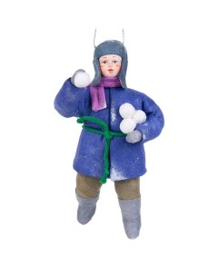 Елочная игрушка Ретро Митя со снежками Московская игрушка