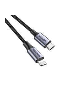 Кабель US304 60761 USB C to Lightning M M Cable Aluminum Shell Braided 2 м черный Ugreen