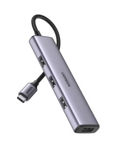 USB Хаб CM473 20841 USB C to 4 USB 3 0 Hub серый Ugreen