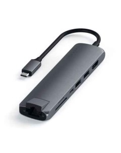 USB C адаптер Type C Slim Multiport with Ethernet Adapter серый космос Satechi