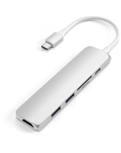 USB C адаптер Type C Slim Multiport Adapter V2 серебристый Satechi
