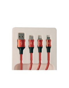 Аксессуар Rapid Series 3 in 1 USB Lightning MicroUSB Type C 1 2m Red CAJS000009 Baseus