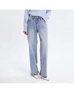 Голубые широкие джинсы с разрезами Nerolab
