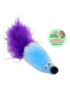 Игрушка Мышь с мятой и хвостом перо для кошек Голубой Gosi