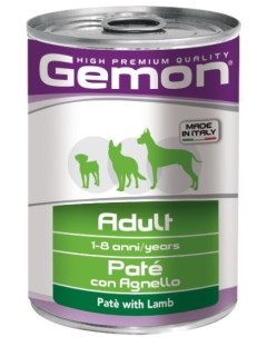 Dog Adult консервы для собак паштет Ягненок 400 гр Gemon