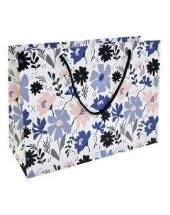 Пакет Sentiment подарочный бумажный 36 х 26 см синие цветы Be smart