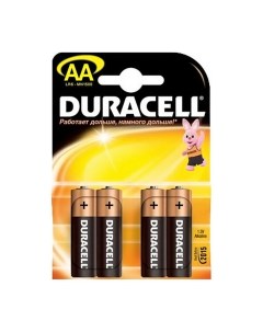 Батарейка АА LR06 LR6 Alkaline Basic алкалиновая 1 5 В блистер 4 шт 81480360 Duracell