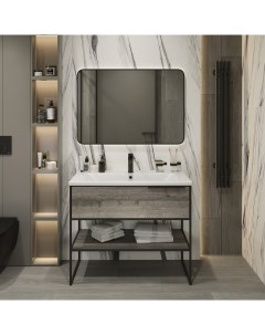 Мебель для ванной Брамминг 100 напольная дуб шерман серый Stworki