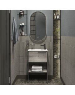 Мебель для ванной Брамминг 50 напольная дуб шерман серый Stworki