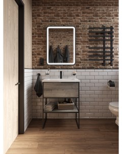 Мебель для ванной Брамминг 65 напольная дуб шерман серый Stworki