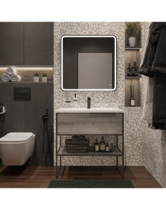 Мебель для ванной Брамминг 85 напольная дуб шерман серый Stworki