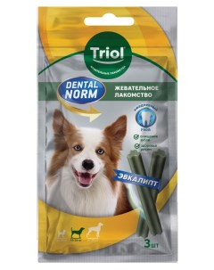 Лакомство для собак средних пород Dental Norm Палочки жевательные с эвкалиптом 75 г Триол