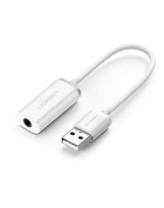 Кабель USB 2 0 Am Jack 3 5 мм f экранированный 16см белый US206 30712 Ugreen