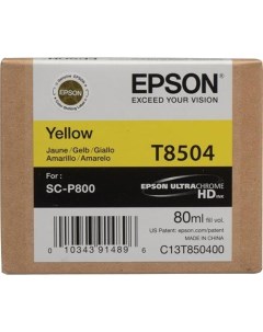 Картридж струйный T8504 C13T850400 желтый оригинальный объем 80мл для SureColor SC P800 Epson