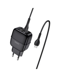 Сетевое зарядное устройство 2xUSB с кабелем micro USB C77A Highway Черное Hoco