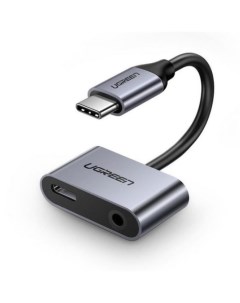 USB Хаб CM193 50596 2 Ports USB C Hub 3 5mm Audio серый Ugreen