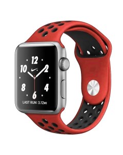 Ремешок Silicone Sport для Apple Watch 42 44mm red black Krutoff