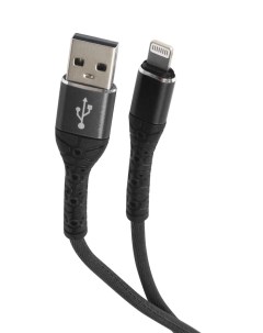 Дата кабель USB Lightning 3А тканевая оплетка черный УТ000024540 Mobility