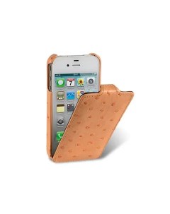 Чехол для Apple iPhone 4S 4 Jacka Type страусиная кожа оранжевый Melkco