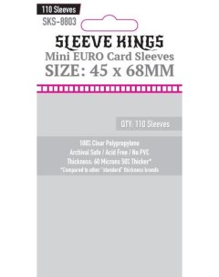 Протекторы для настольных игр Mini Euro 45x68мм 110шт 60 микрон Sleeve kings