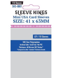 Протекторы для настольных игр Mini USA 41x63мм 110шт 60 микрон Sleeve kings