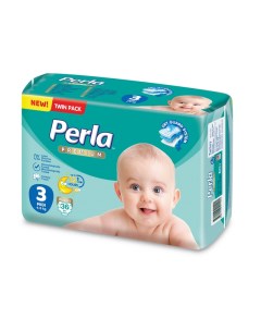 Подгузники Perla Twin Midi для малышей 4 9 кг 3 размер 36 шт 96000753 Perla baby