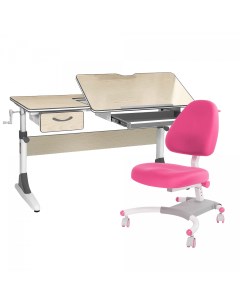 Комплект парта Study 120 клен серый с розовым креслом Armata Anatomica
