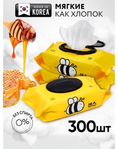 Салфетки влажные honeybee 300 шт 3 уп по 100 шт Sense