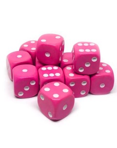 Набор игральных кубиков простые D6 16мм 12 шт розово белый Pandora box studio