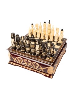 Шахматы резные ручной работы в ларце средние ver4 Lavochkashop