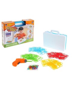 Пластмассовый конструктор Создавай и играй с электрическим шуруповёртом 106 деталей Bohui toys