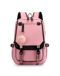 Городской школьный рюкзак Korea Look с помпоном розовый Daprivet