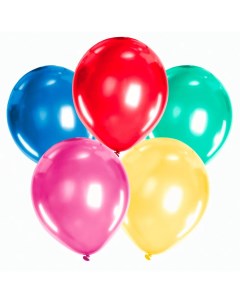 Воздушные шары 25см металлик 5 цветов пакет 10шт 25 уп Золотая сказка
