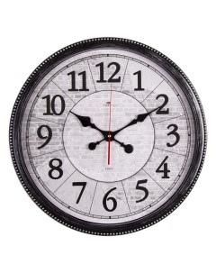 Часы круглые 49 5 см корпус черный с серебром Лофт Рубин