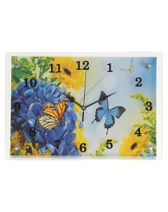 Часы настенные серия Цветы Бабочки 25 х 35 см Сюжет