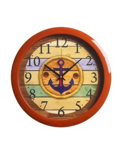 Часы Якорь коричневый обод 28х28 см Соломон