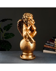 Фигура Ангел на шаре большой бронза 22х22х65см Хорошие сувениры