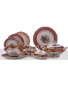 Сервиз столовый Охота красный На 6 персон 26 предметов Bavarian porcelain
