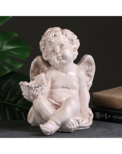 Подсвечник Ангел сидя в руке 26х21х30 см состаренный для свечи d 6 см Хорошие сувениры