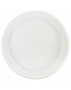 Тарелка одноразовая пластиковая Бюджет d 170мм десертная белая 100шт 21 уп Лайма
