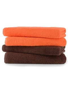 Набор полотенец махровых 4шт 70х130см банное оранжевый коричневый Dreamtex