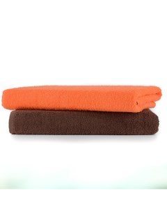 Набор полотенец махровых 2шт 70х130см банное оранжевый коричневый Dreamtex