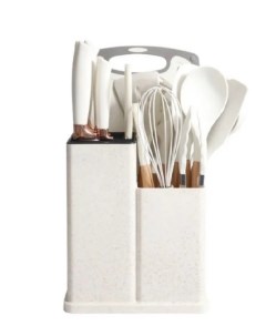 Набор кухонных принадлежностей силиконовые 19 предметов белый Nobrand