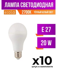 Лампа светодиодная E27 20W A65 2700K арт 579759 10 шт Ecola