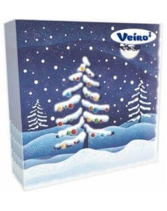 Салфетки сервировочные трёхслойные с рисунком Зима омела 33 х 33 см 20 листов Veiro
