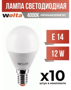 Лампа светодиодная E14 12W G45 4000K арт 822520 10 шт Wolta